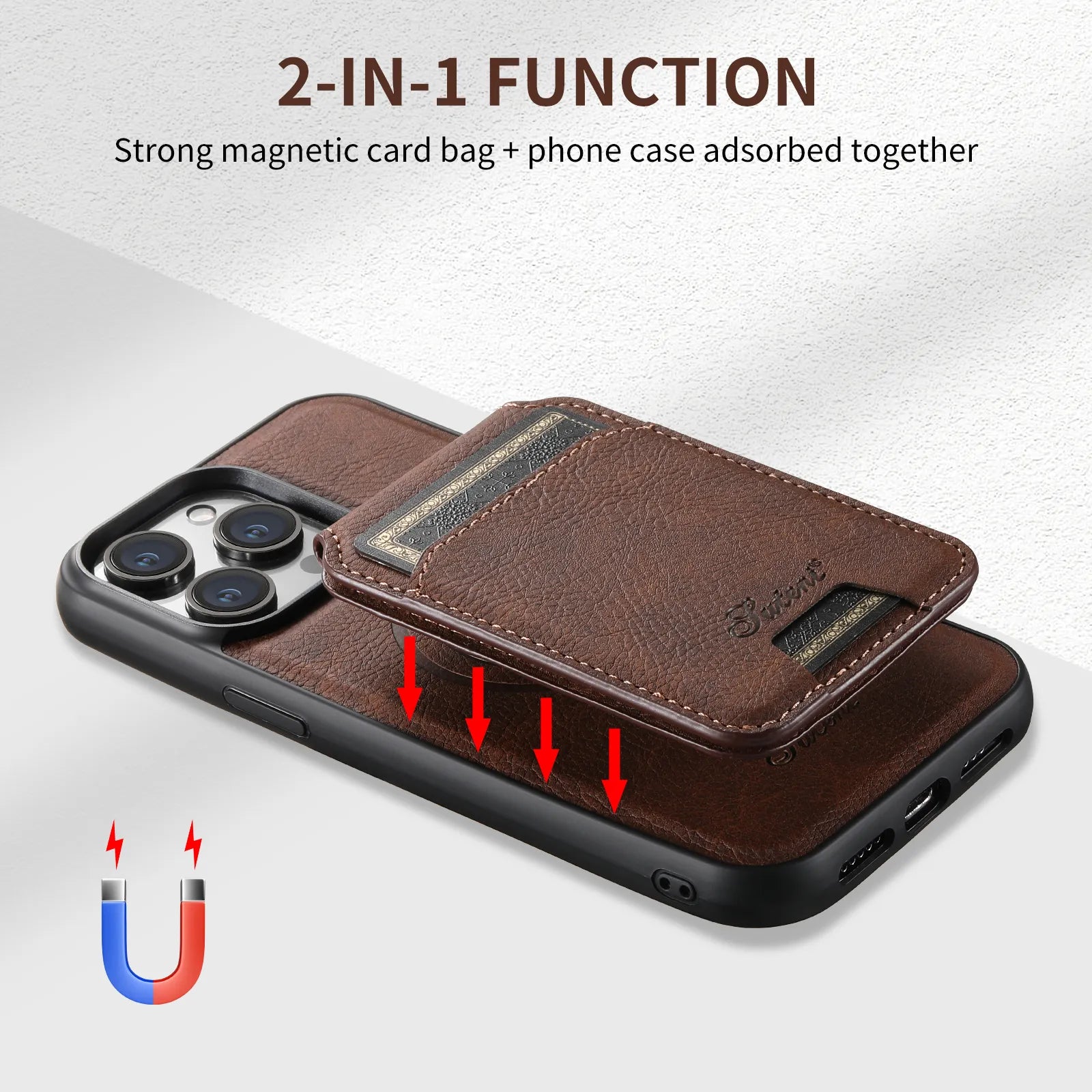 Magnetic MagSafe Card Holder 2 in 1 Leather  Galaxy S Case - DealJustDeal