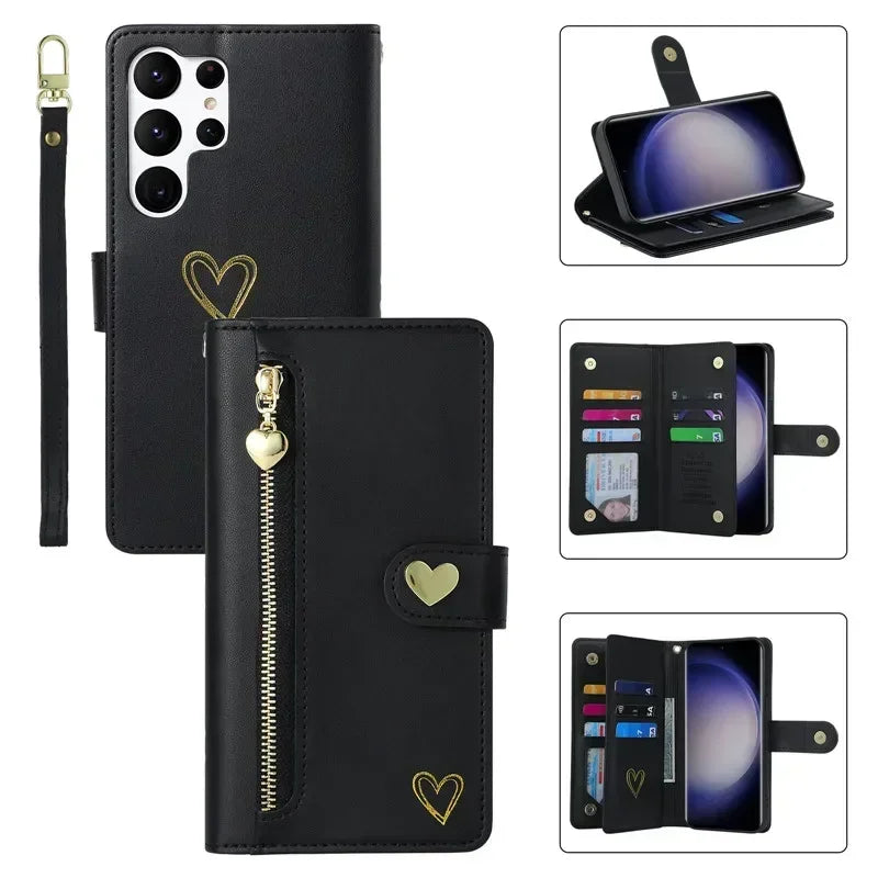 Flip Lanyard Stand Wallet Card Leather Galaxy Note and S Case - DealJustDeal