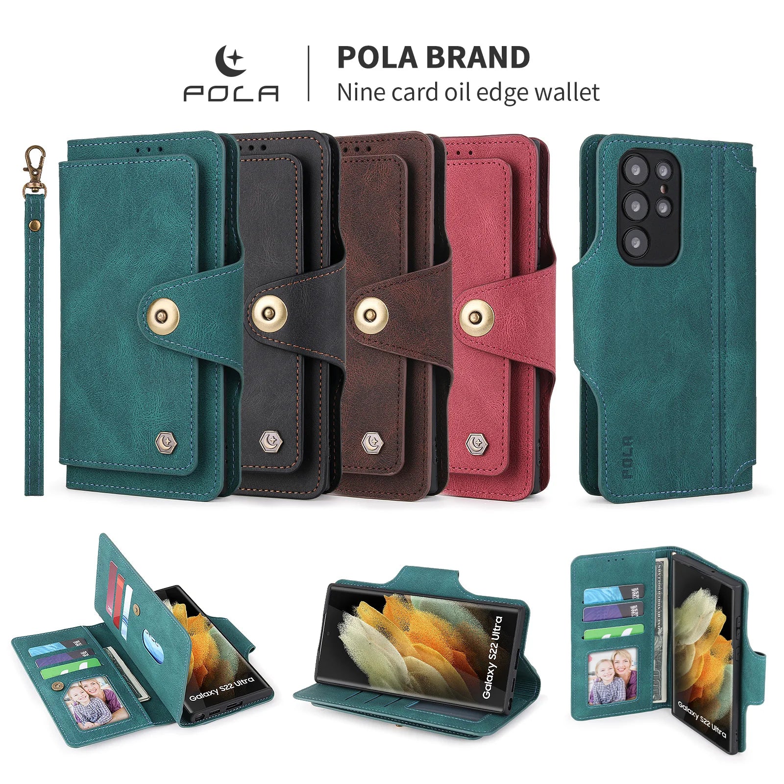 Card Slot Flip Wallet Leather Galaxy A and S Case - DealJustDeal