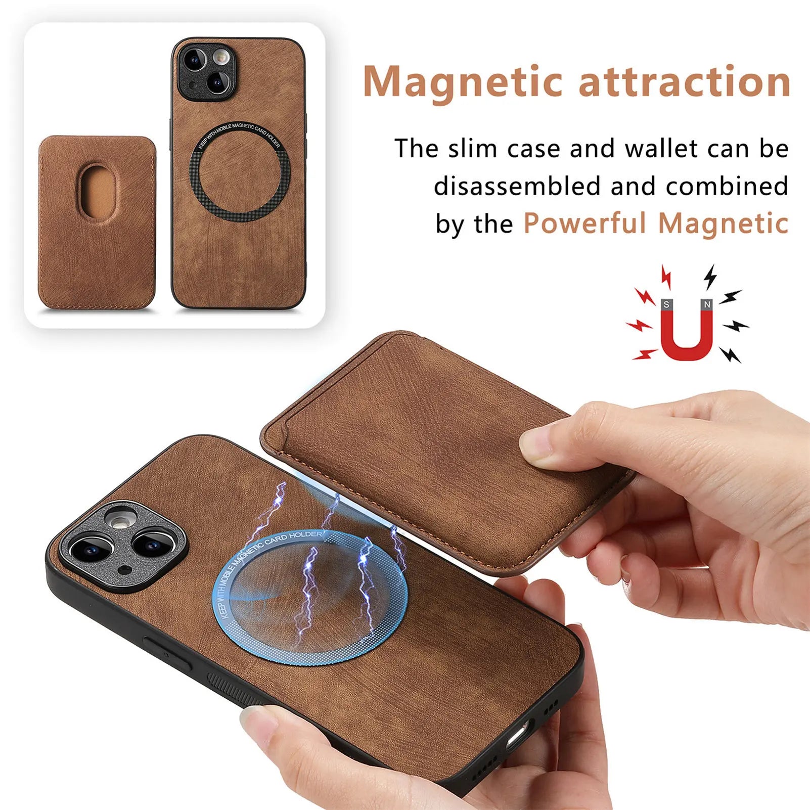 2 in 1 Detachable Magsafe Magnetic Leather iPhone Case - DealJustDeal