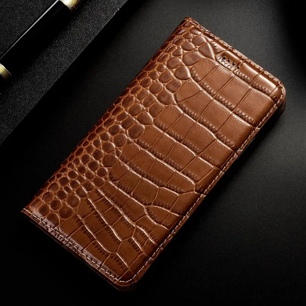 Crocodile Genuine Leather Flip Galaxy F and M Case - DealJustDeal