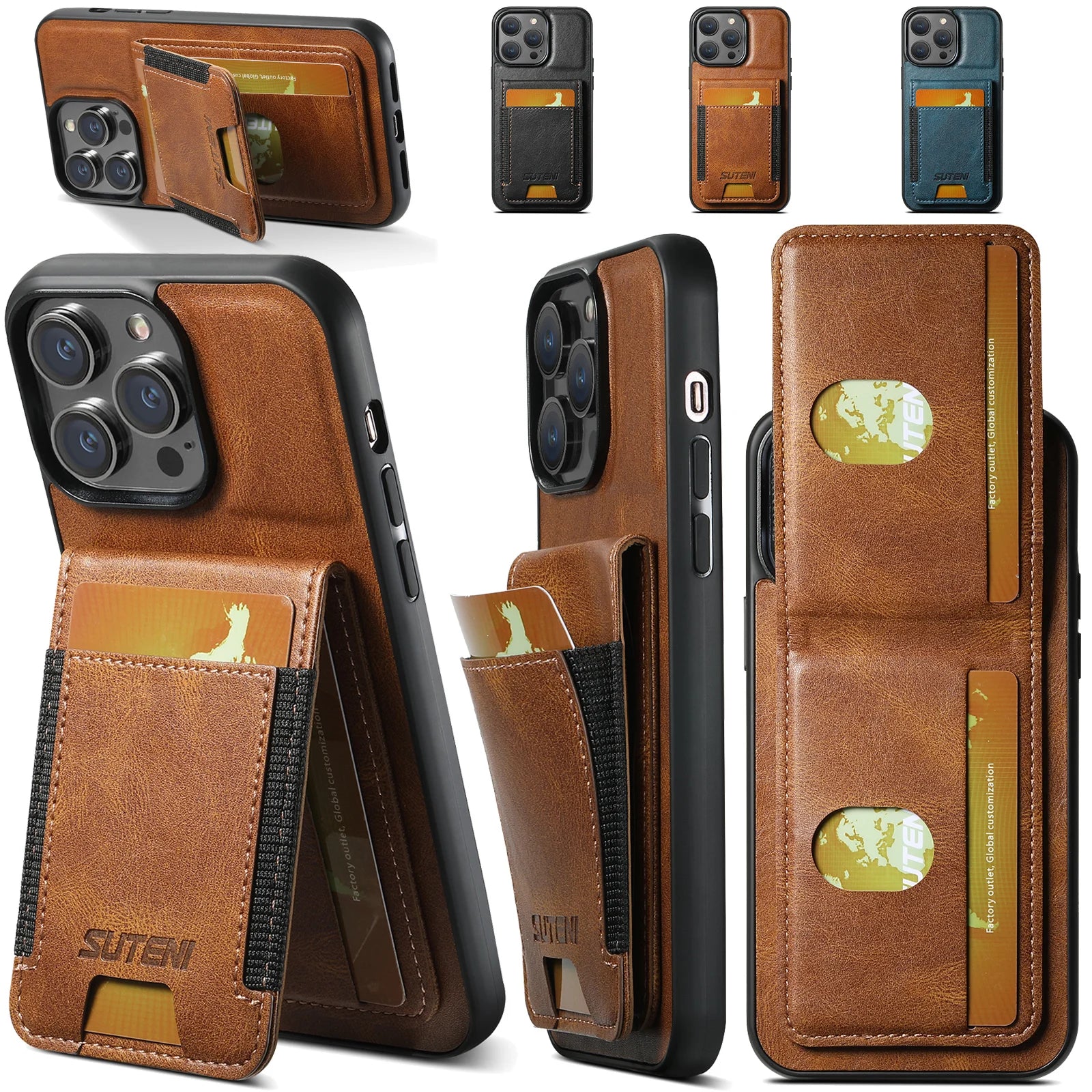 Magnet Flip Wallet Kickstand Leather iPhone Case - DealJustDeal