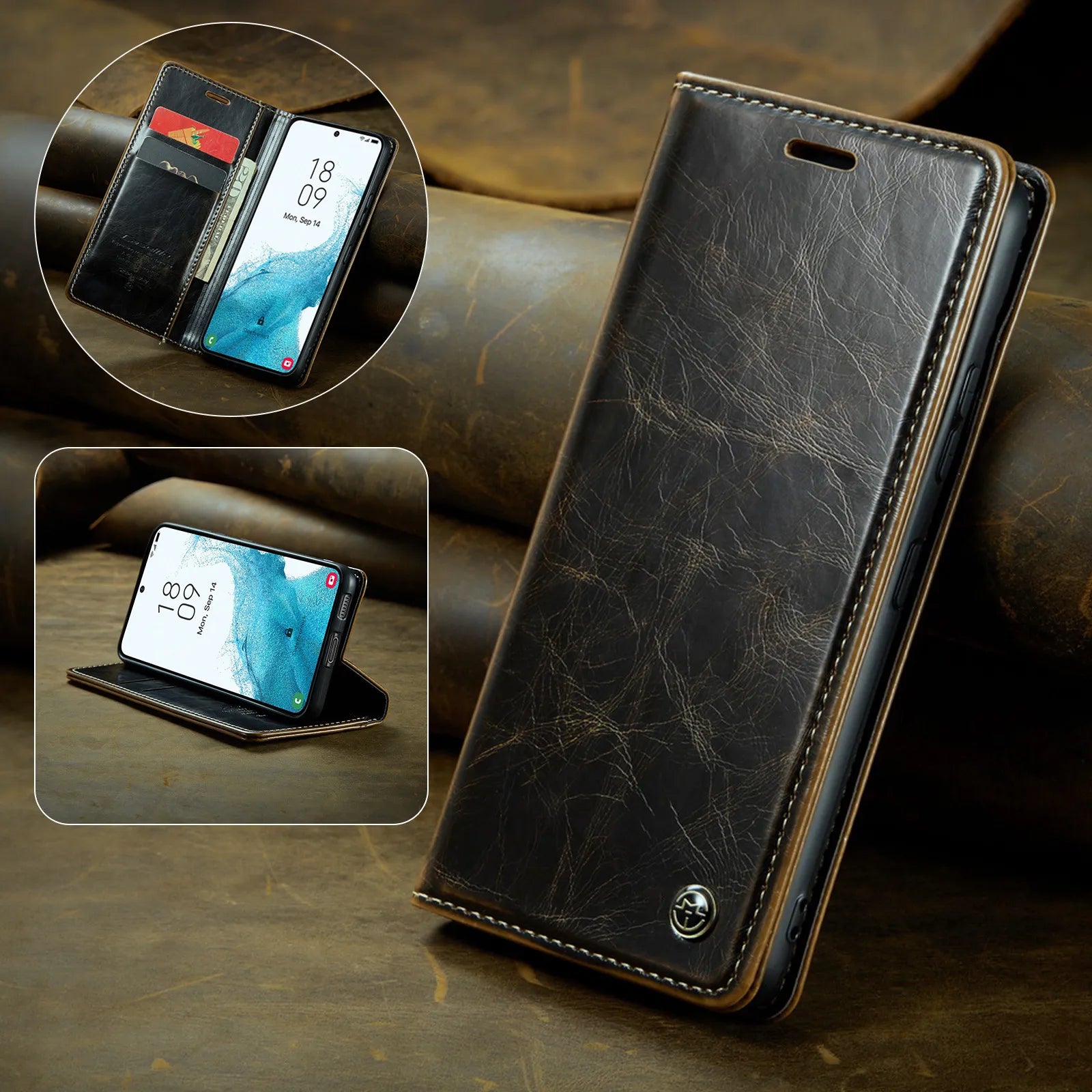 Magnet Flip Leather Wallet Galaxy Note and S Case - DealJustDeal