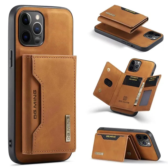 Magnetic Detachable Leather Wallet Card Holder iPhone Case - DealJustDeal