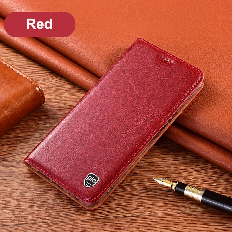 Magnetic Wallet Flip Cowhide Genuine Leather Galaxy S Case - DealJustDeal