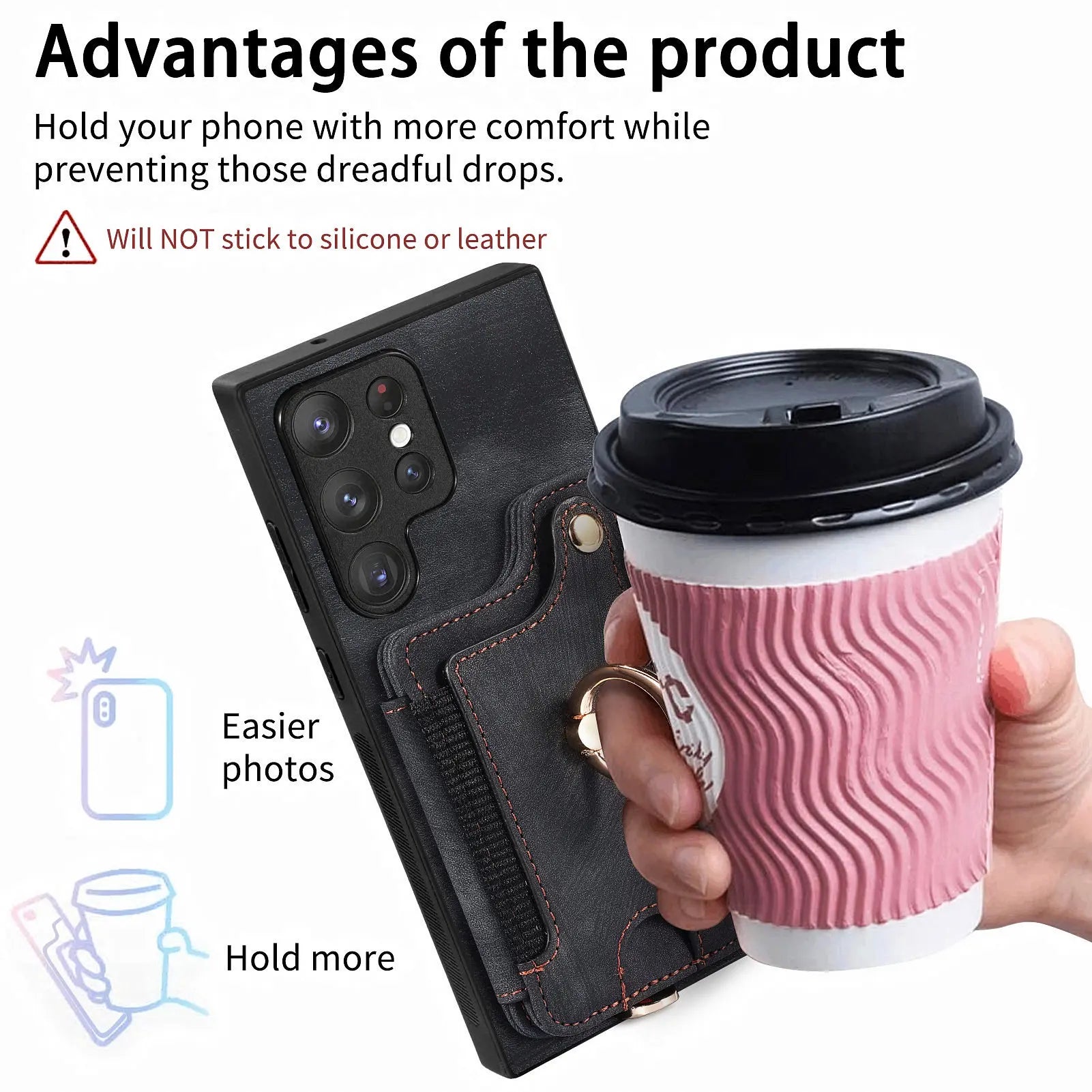 Magnetic Kickstand Wallet Ring Holder Flip Leather Galaxy S and M Case - DealJustDeal