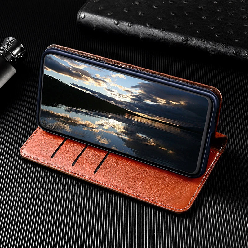 Litchi Patter Genuine Leather Magnetic Flip Google Case - DealJustDeal