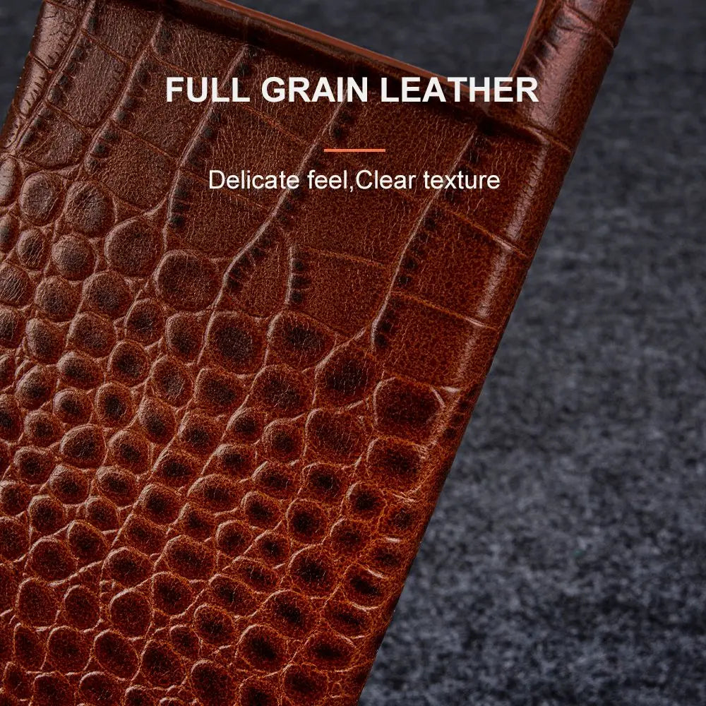 Crocodile Grain Genuine Leather Google Case - DealJustDeal