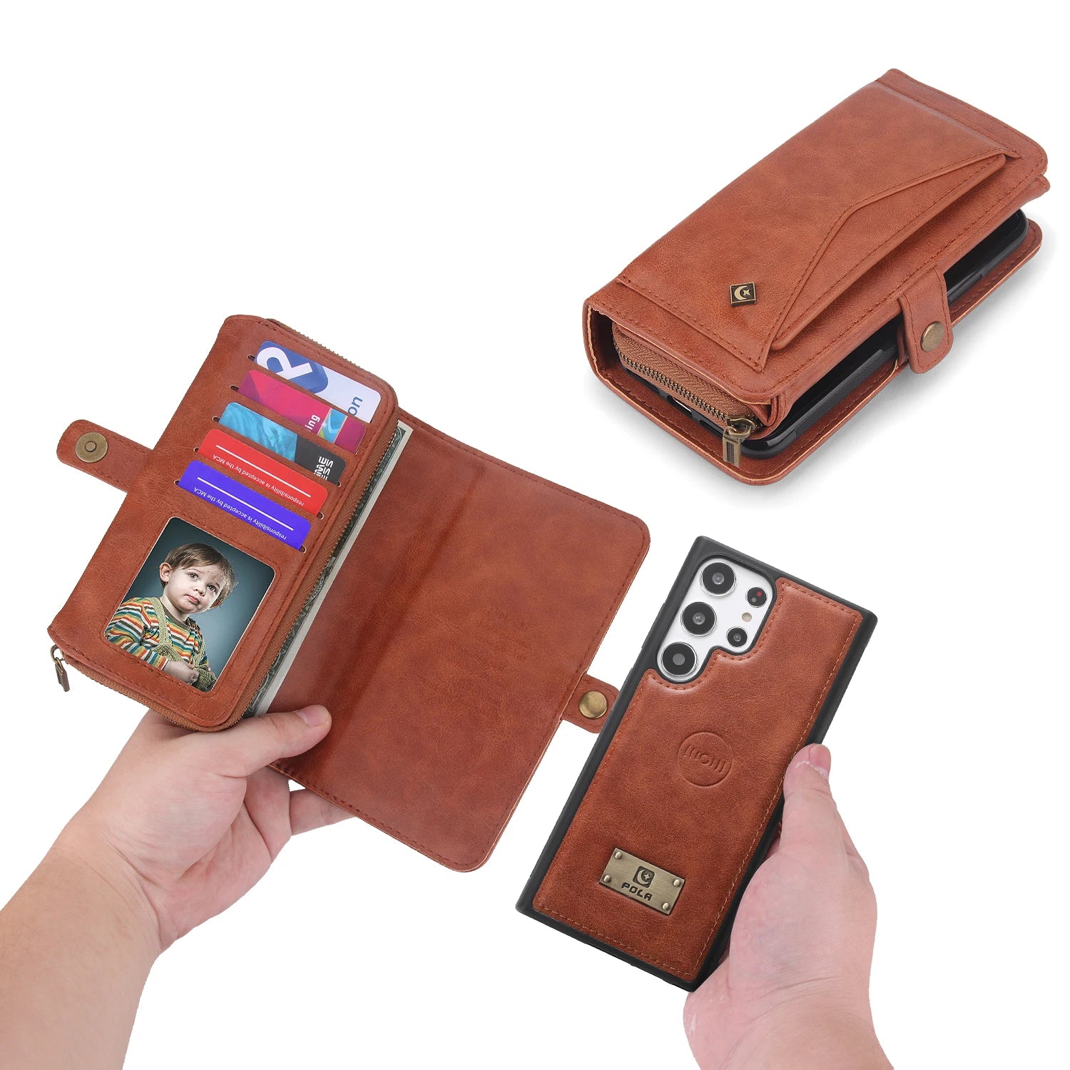 Detachable Magnetic Fold Wallet Leather Galaxy Note and S Case - DealJustDeal