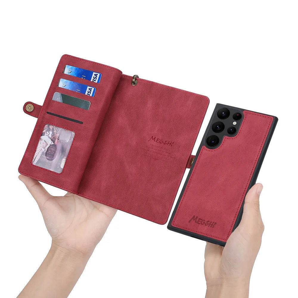 2 in 1 Magnetic Detachable Leather Wallet Galaxy S Case - DealJustDeal