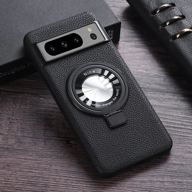 Litchi Pattern Magnetic Bracket Google Case - DealJustDeal