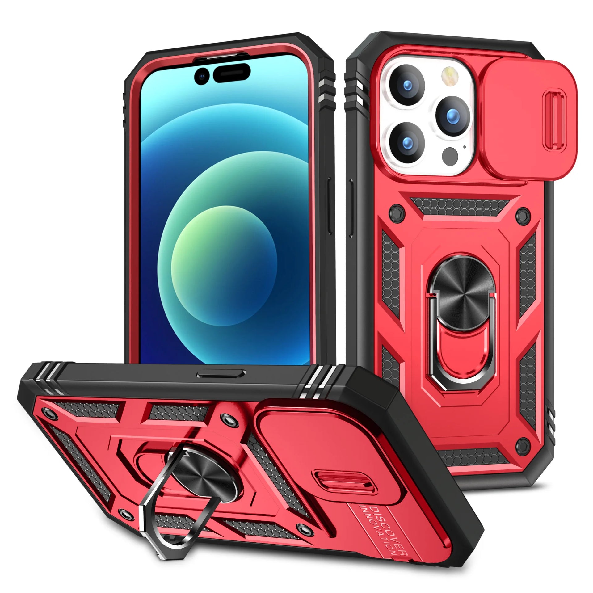 Armor Designed Shockproof Rugged Protective Slide Lens Protector iPhone Case - DealJustDeal