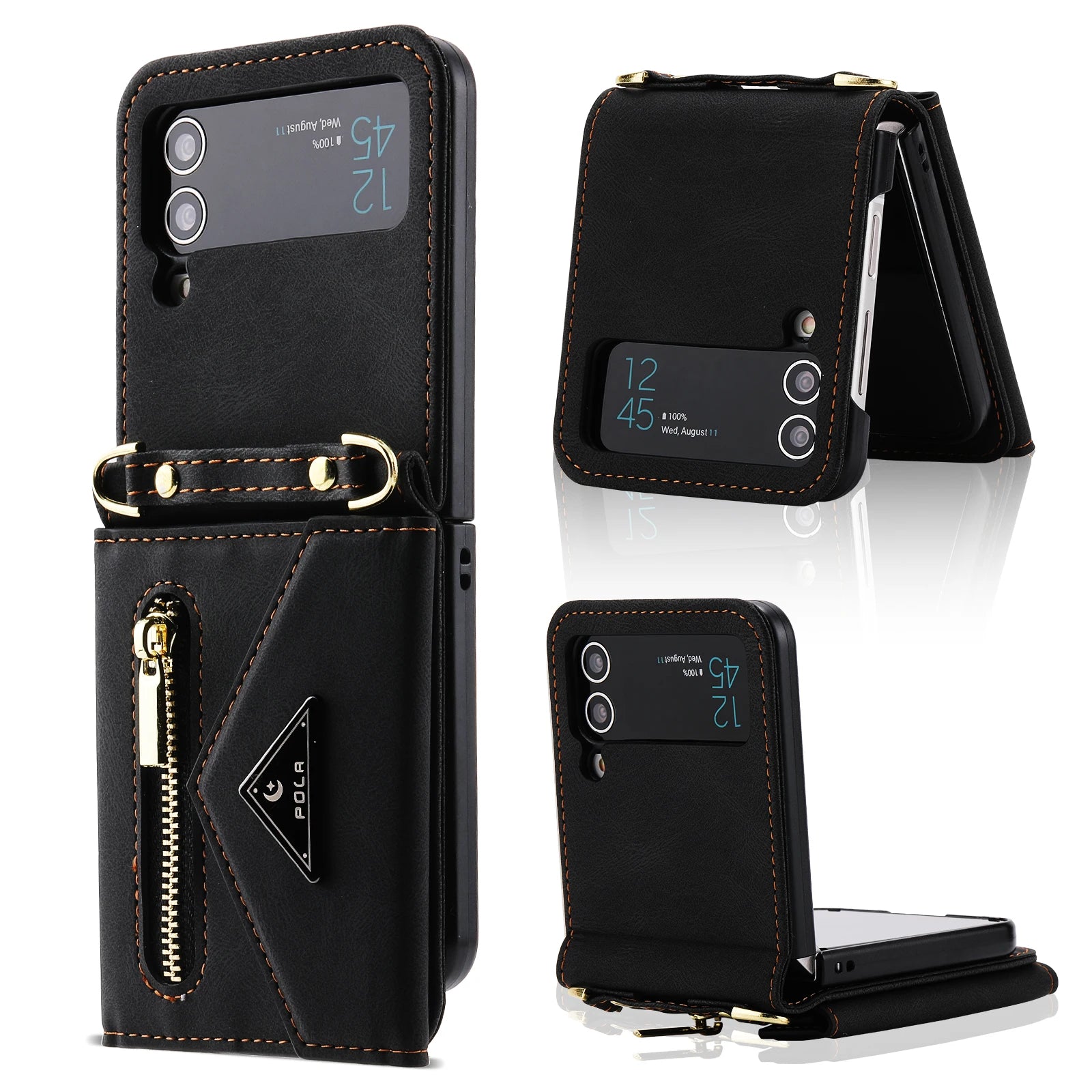 Hand Strap Anti-fall Leather Galaxy Z Flip Case - DealJustDeal