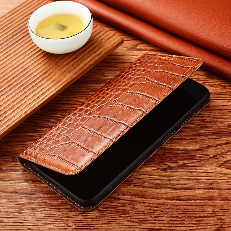 Flip Wallet Crocodile Pattern Genuine Leather Galaxy S Case - DealJustDeal