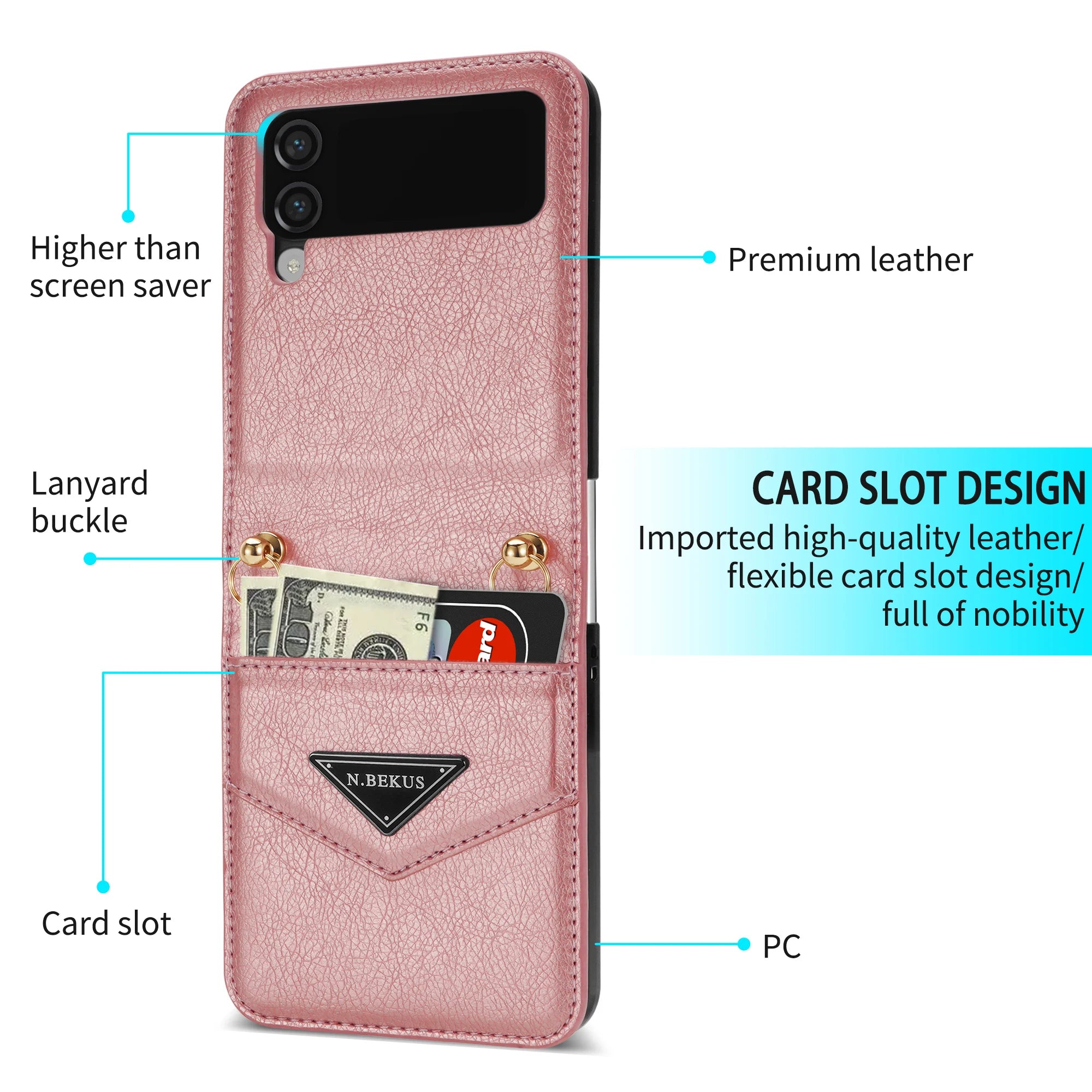 Geometric Cards Slot Crossbody Leather Galaxy Z Flip Case - DealJustDeal