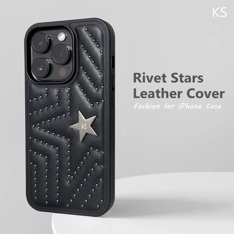 Rivet Stars Leather iPhone Case - DealJustDeal