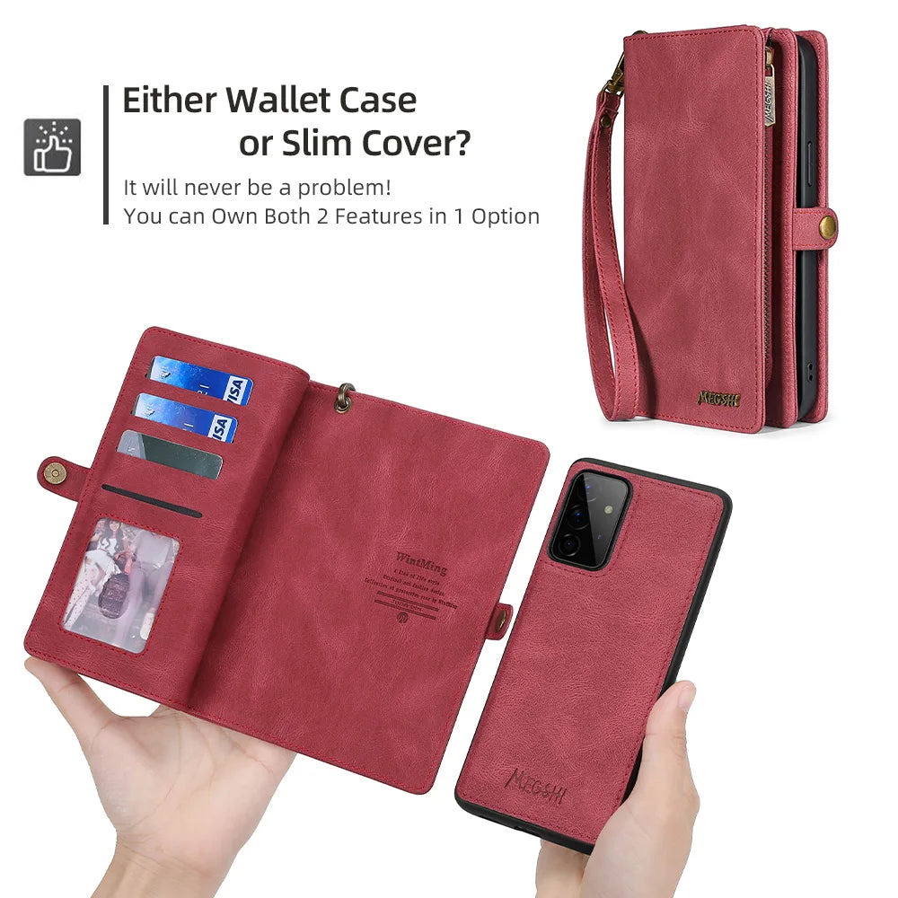 Magnetic Detachable Leather Wallet Flip galaxy A Case - DealJustDeal