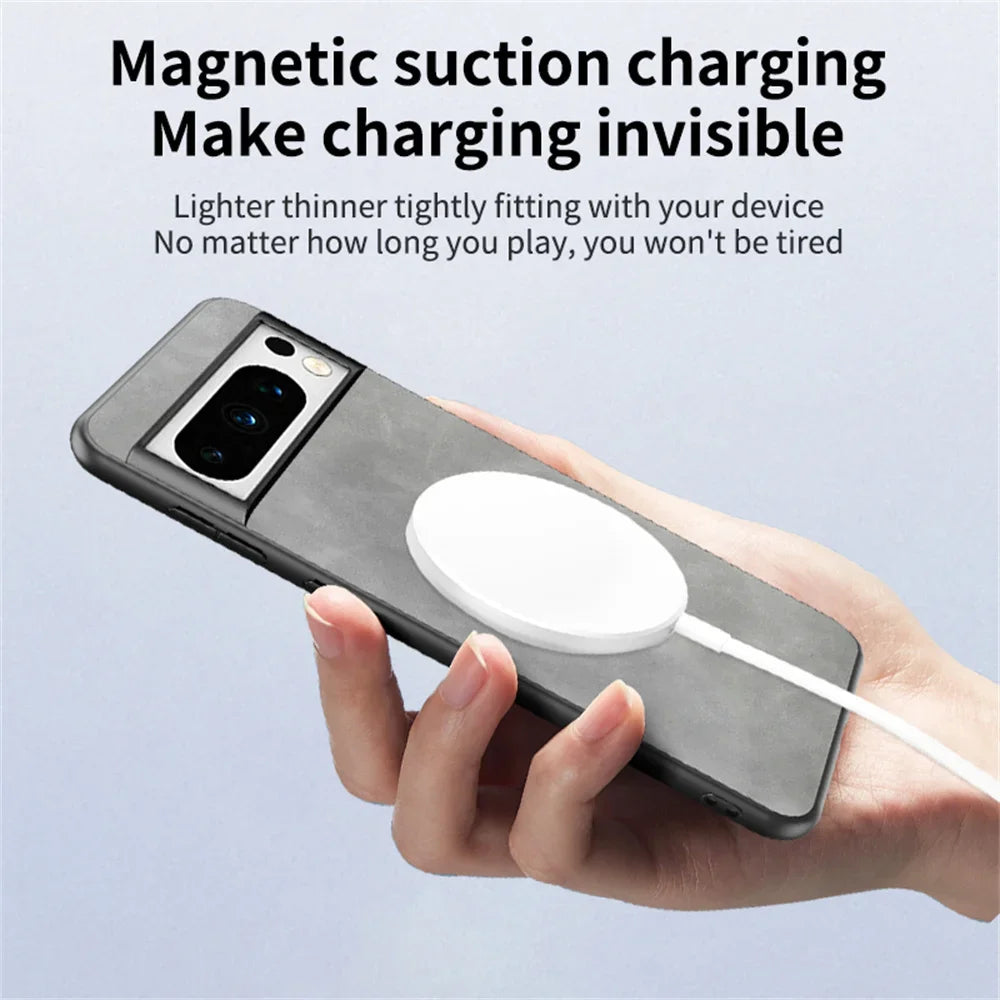 Magnetic Ring Bracket Leather Google Case - DealJustDeal