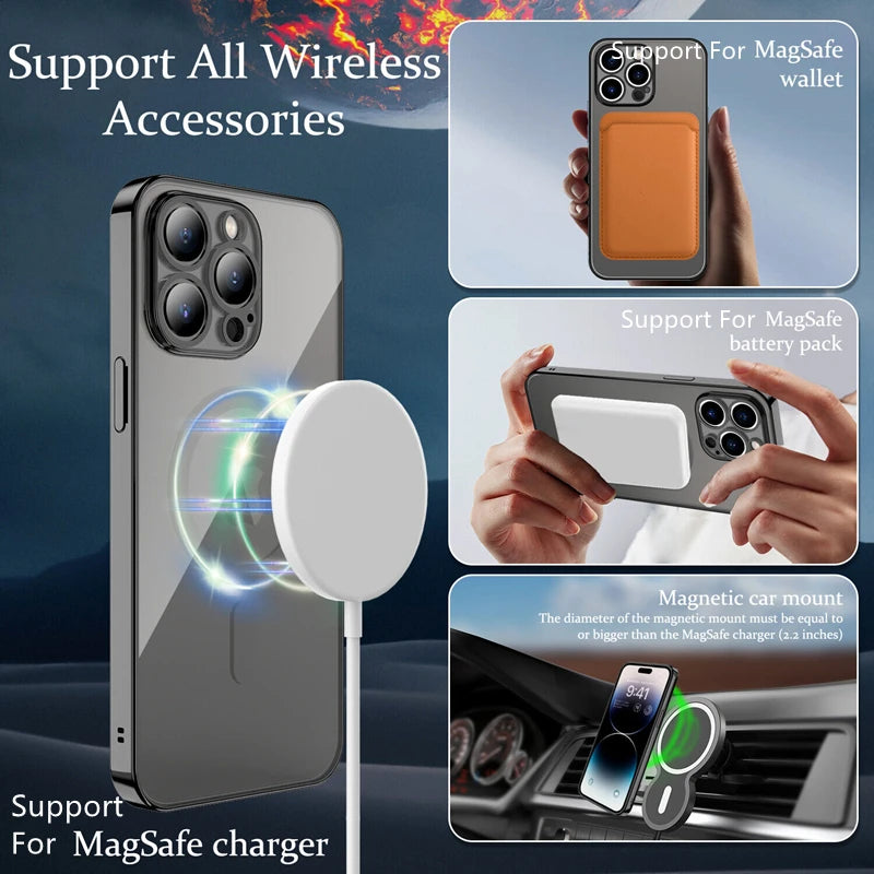 Soft Plating Fashion Magnetic Magsafe iPhone Case With Lens Protector - DealJustDeal