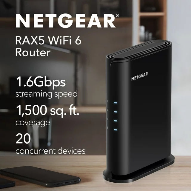 NETGEAR - Dual-Band 4-Stream AX1600 WiFi 6 Router, 1.6 Gbps (RAX5) - DealJustDeal