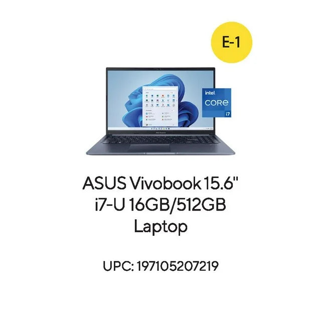 ASUS Vivobook 15 laptop, 15.6” Touch, Intel Core i7-1255U, 16GB RAM, 512GB SSD, backlit keyboard - DealJustDeal