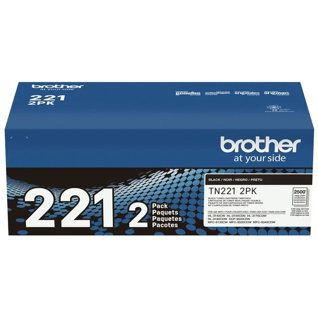 Brother TN-221 Black Standard Yield Toner Cartridge, 2/Pack (TN2212PK) - DealJustDeal