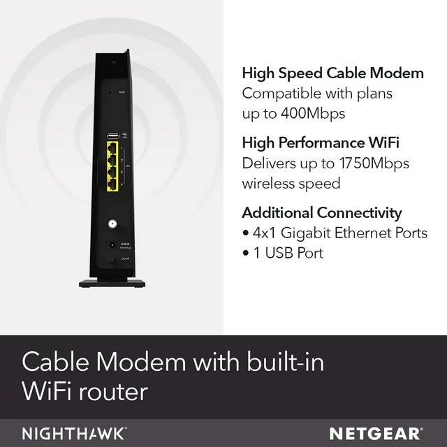 NETGEAR - AC1750 DOCSIS 3.0 Cable Modem + WiFi Router, 1.75Gbps (C6300) - DealJustDeal