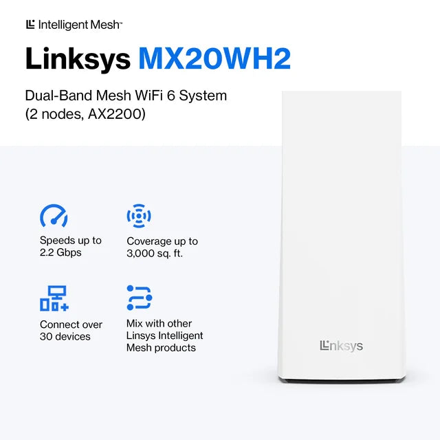 Linksys AX2200 Dual-Band Mesh WiFi 6 System - 2.2 Gbps - DealJustDeal