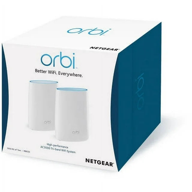 NETGEAR - Orbi AC3000 Tri-Band Mesh WiFi System with Router + 1 Satellite Extender, 3Gbps (RBK50) - DealJustDeal