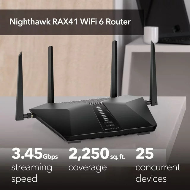NETGEAR - Nighthawk AX3600 WiFi 6 Router, 3.45Gbps (RAX41) - DealJustDeal