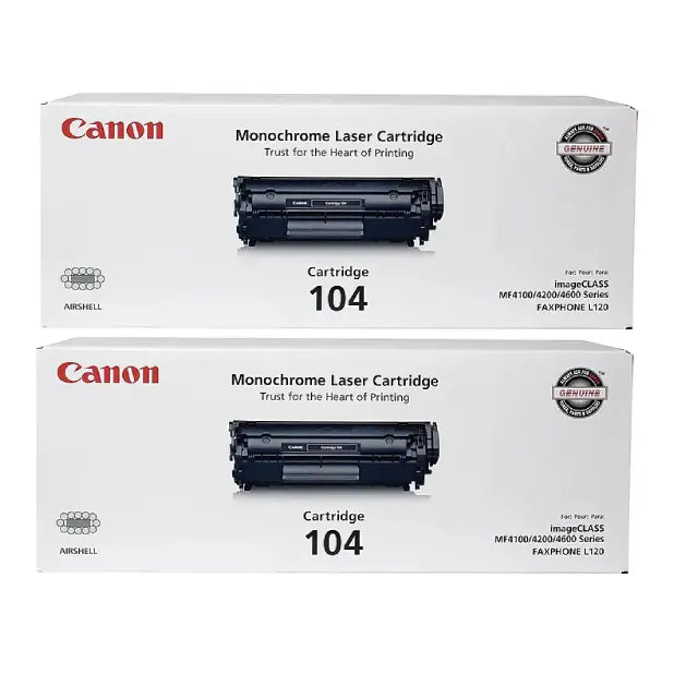 Canon 104 Black Standard Yield Toner Cartridge (0263B001), Pack Of 2 - DealJustDeal