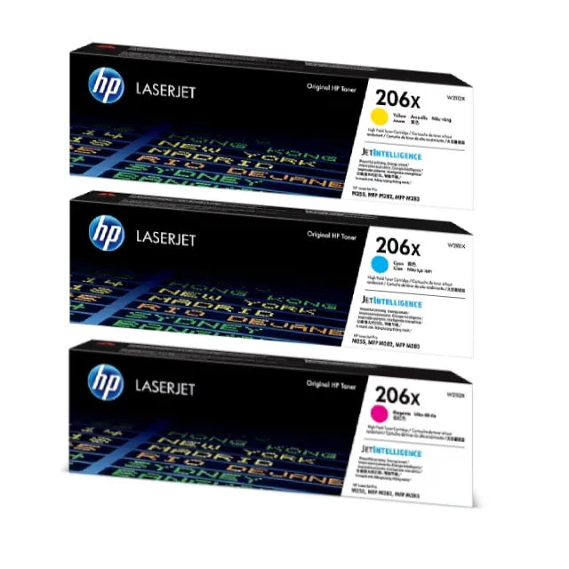 HP 206X Cyan/Magenta/Yellow High Yield Toner Cartridge, Pack Of 3 - DealJustDeal