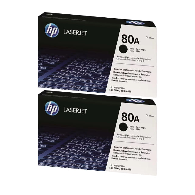 HP 80A Black Standard Yield Toner Cartridge (CF280A), Pack Of 2 - DealJustDeal