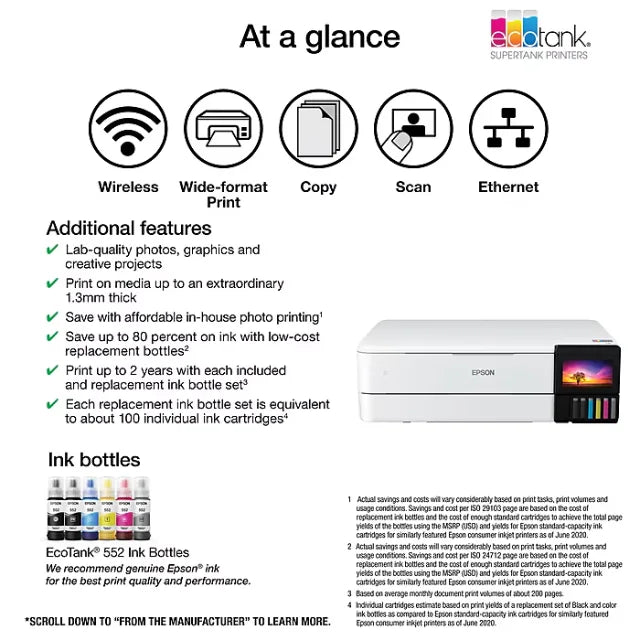 Epson EcoTank Photo ET-8550 Wireless Wide Format Color All-In-One Inkjet Printer (C11CJ21201) - DealJustDeal