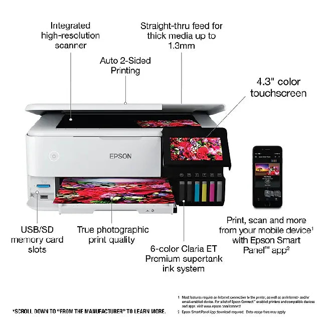 Epson EcoTank Photo ET-8500 Wireless Color All-in-One Inkjet Printer (C11CJ20201) - DealJustDeal