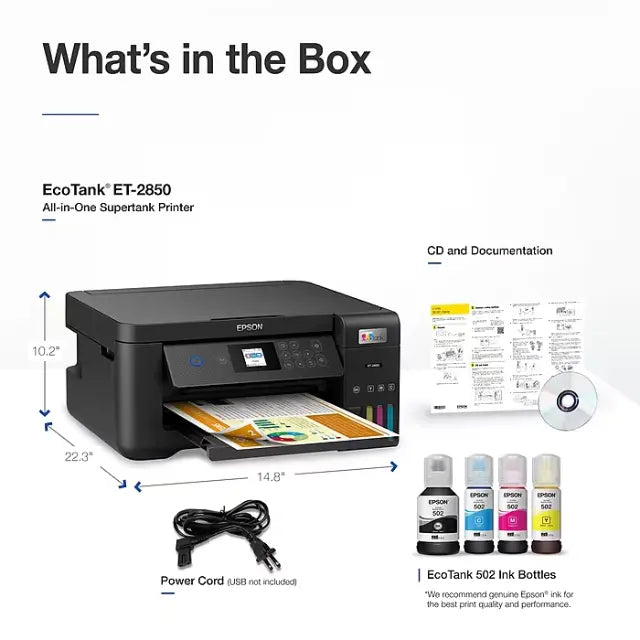 Epson EcoTank ET-2850 Wireless Color All-In-One Inkjet Printer (ET-2850-BLK) - DealJustDeal