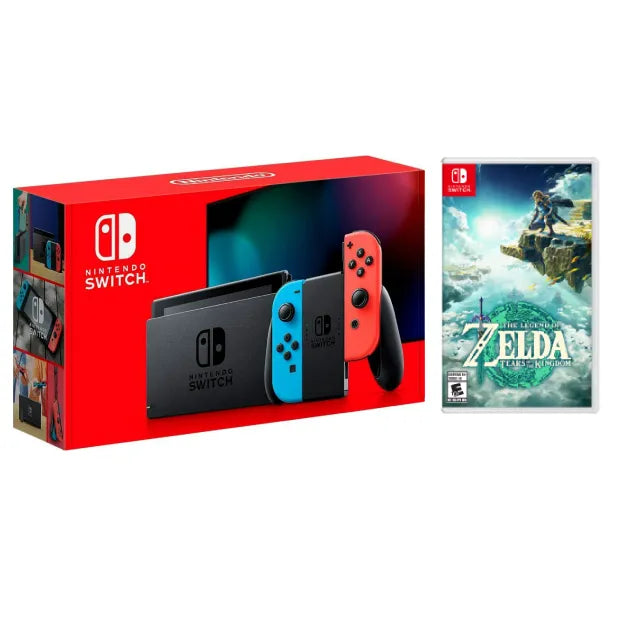 Nintendo Switch w/ Neon Blue & Neon Red Joy-Con + The Legend of Zelda: Tears of the Kingdom - DealJustDeal