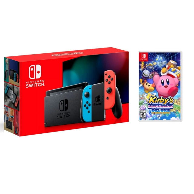 Nintendo Switch w/ Neon Blue & Neon Red Joy-Con + Kirby’s Return to Dream Land - DealJustDeal