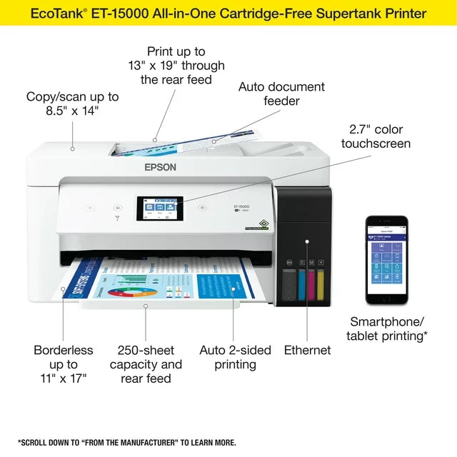 Epson EcoTank ET-15000 Wireless Color All-In-One Inkjet Printer - DealJustDeal