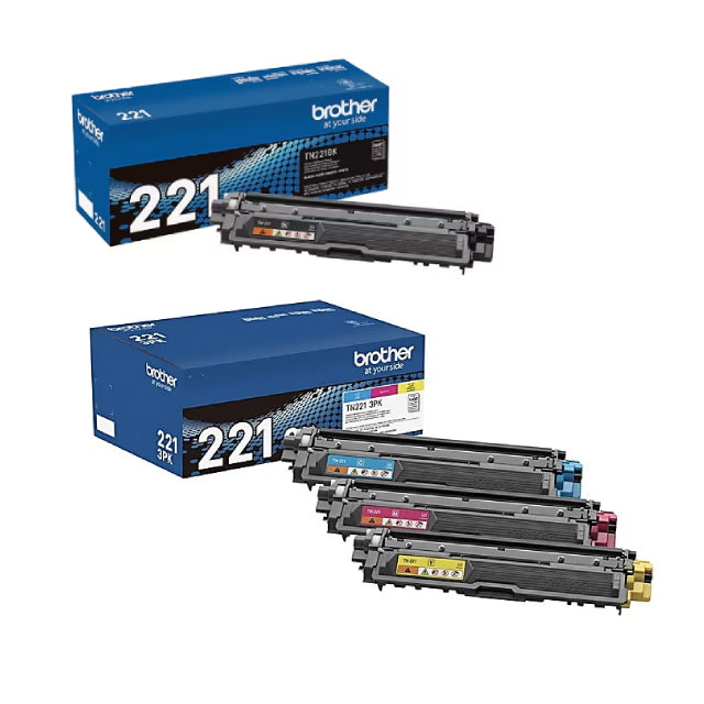 Brother TN-221 Black/Cyan/Magenta/Yellow Standard Yield Toner Cartridges, 4/Pack - DealJustDeal